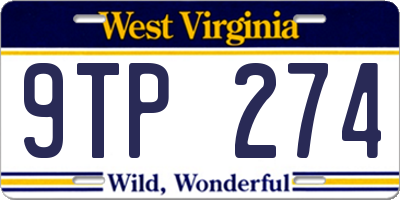 WV license plate 9TP274