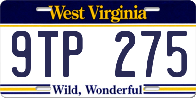 WV license plate 9TP275