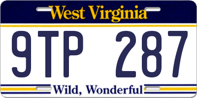 WV license plate 9TP287