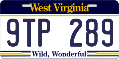 WV license plate 9TP289