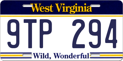 WV license plate 9TP294