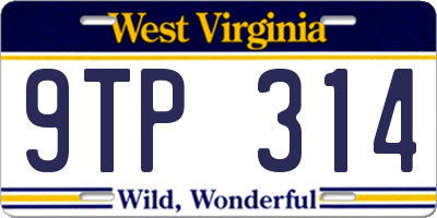 WV license plate 9TP314