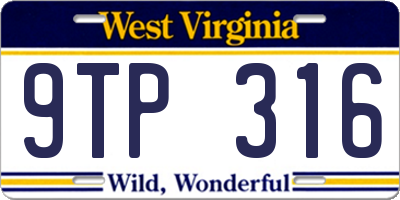 WV license plate 9TP316