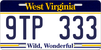 WV license plate 9TP333