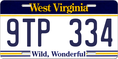 WV license plate 9TP334