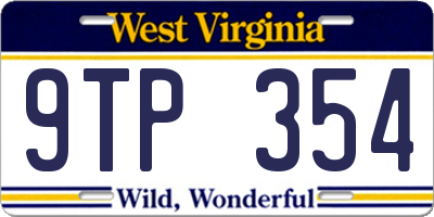 WV license plate 9TP354