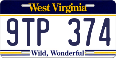 WV license plate 9TP374
