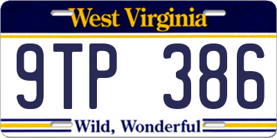 WV license plate 9TP386