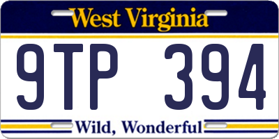 WV license plate 9TP394