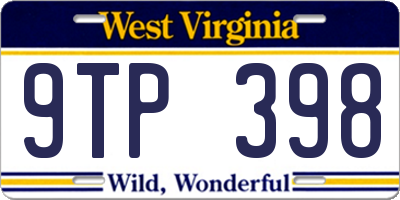 WV license plate 9TP398