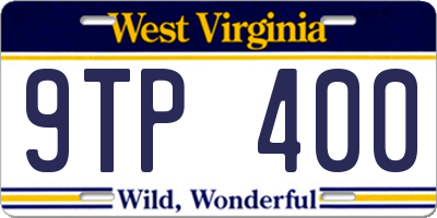 WV license plate 9TP400
