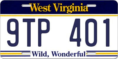WV license plate 9TP401
