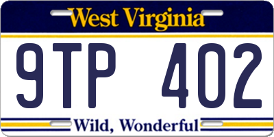 WV license plate 9TP402