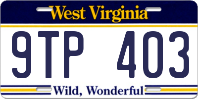 WV license plate 9TP403