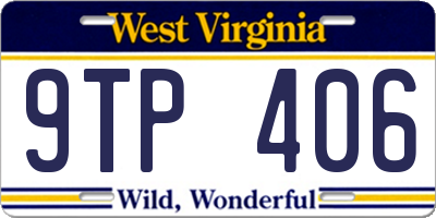 WV license plate 9TP406