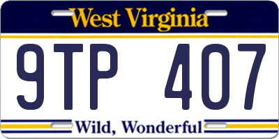 WV license plate 9TP407