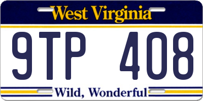 WV license plate 9TP408