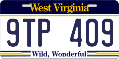 WV license plate 9TP409