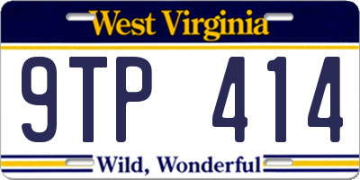 WV license plate 9TP414