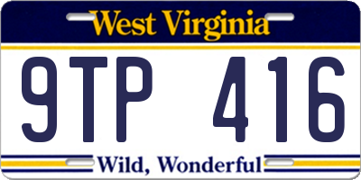 WV license plate 9TP416
