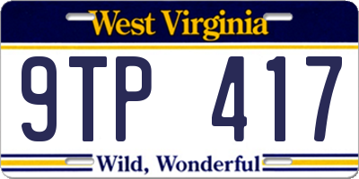 WV license plate 9TP417