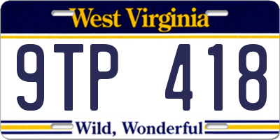 WV license plate 9TP418