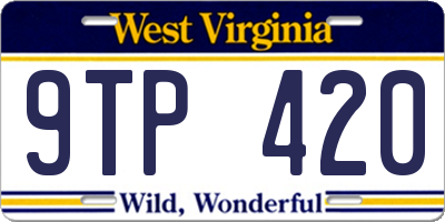 WV license plate 9TP420