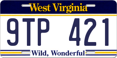 WV license plate 9TP421