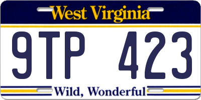 WV license plate 9TP423