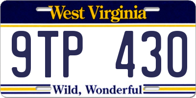 WV license plate 9TP430