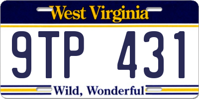WV license plate 9TP431
