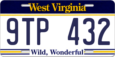 WV license plate 9TP432