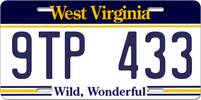 WV license plate 9TP433
