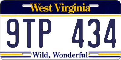 WV license plate 9TP434