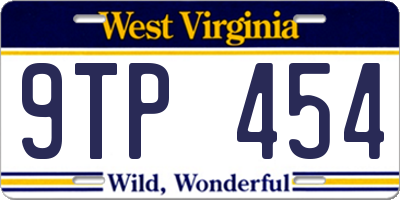WV license plate 9TP454