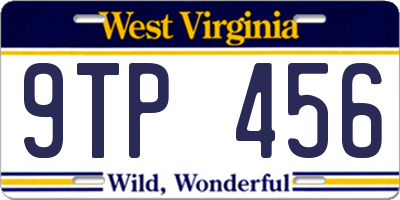 WV license plate 9TP456