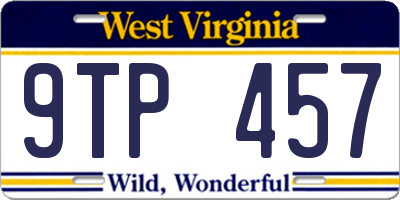 WV license plate 9TP457