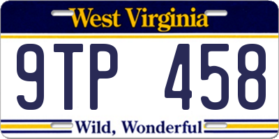 WV license plate 9TP458
