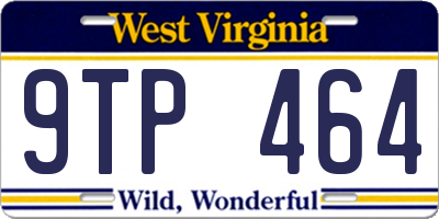WV license plate 9TP464