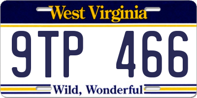 WV license plate 9TP466