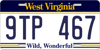 WV license plate 9TP467