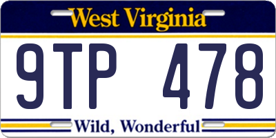 WV license plate 9TP478