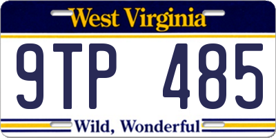 WV license plate 9TP485