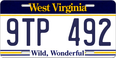 WV license plate 9TP492
