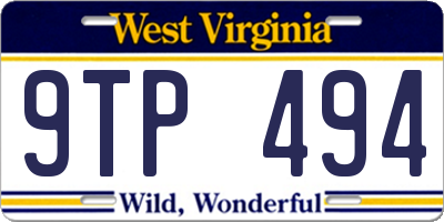 WV license plate 9TP494