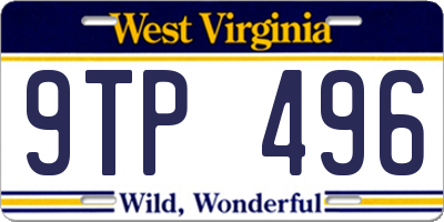 WV license plate 9TP496