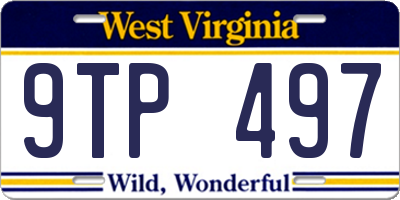 WV license plate 9TP497