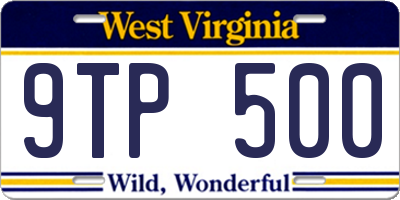 WV license plate 9TP500