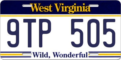 WV license plate 9TP505