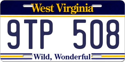 WV license plate 9TP508